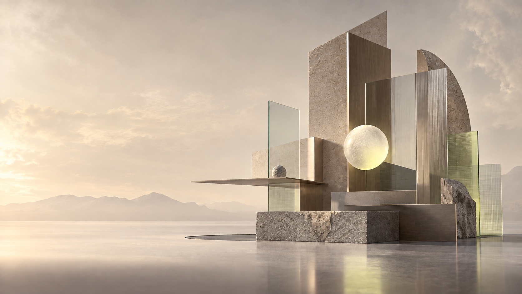 Skulpturale Architektur in warmem Grau